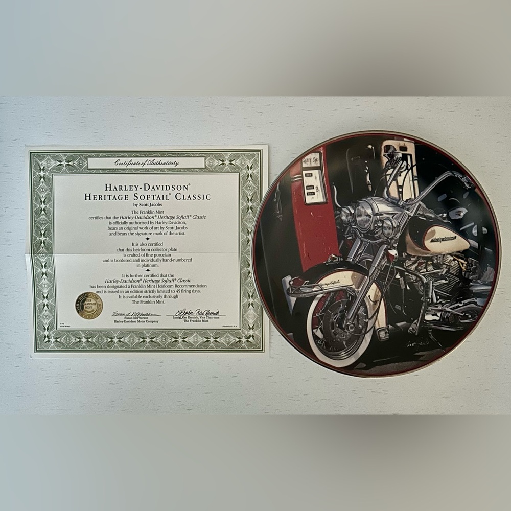 Harley-Davidson Heritage Softail Classic Limited Edition Plate with Certificate